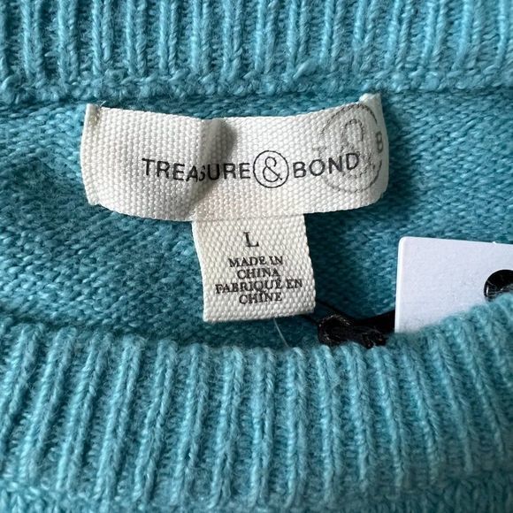 NWT TREASURE + BOND Blue Crew Neck‎ Sweater (L) - Picture 6 of 8